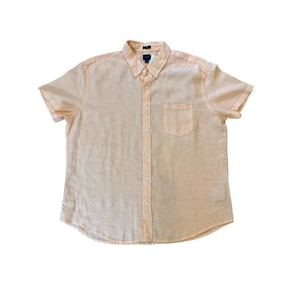 J crew Short-sleeve slim linen-blend shirt